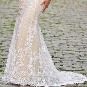 Mon Cheri | Dresses | Boho Glam Wedding Gown Sheath Racerback Champagne ...